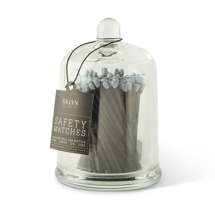100ct Black Safety Matches in 2pc Glass Bell Jar