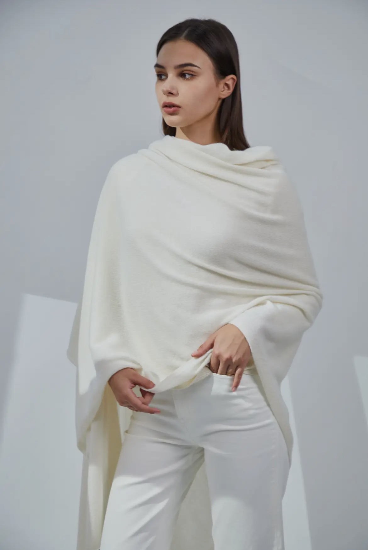 Ivory Pure Cashmere Travel Wrap