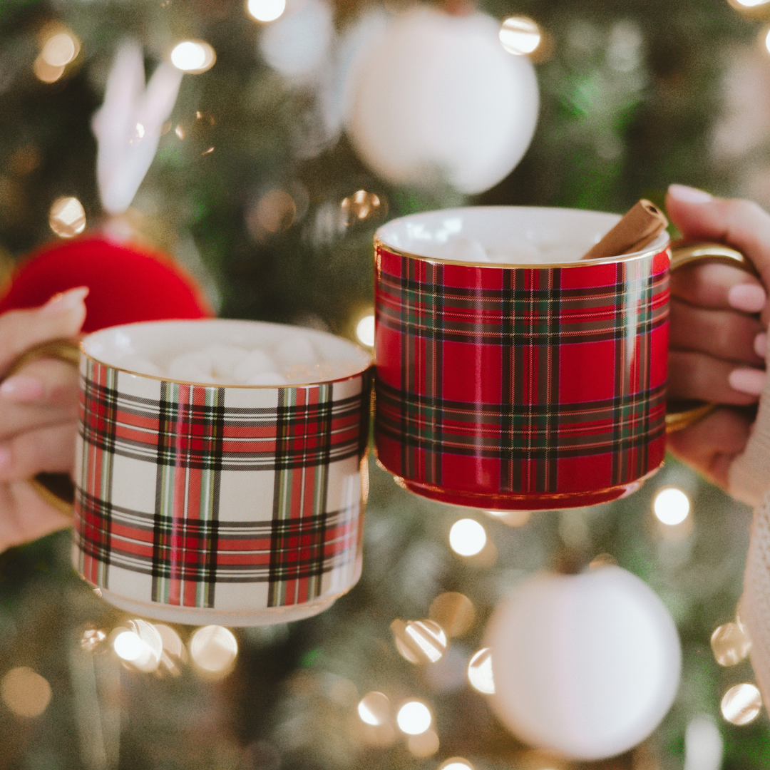 White Plaid Coffee Mug
