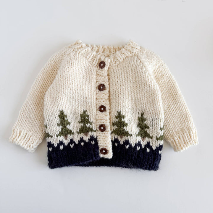 Hand Knit Tree Baby/Toddler Cardigan -M; 2-3Y