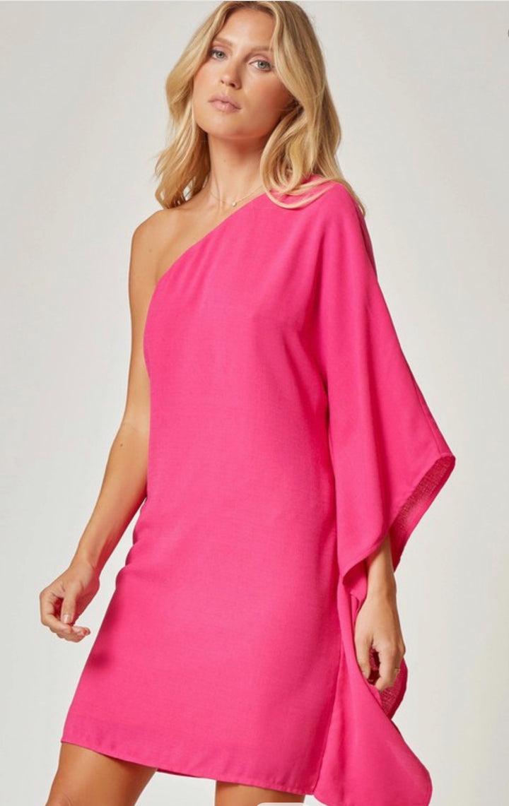 Hot Pink One Shoulder Dress