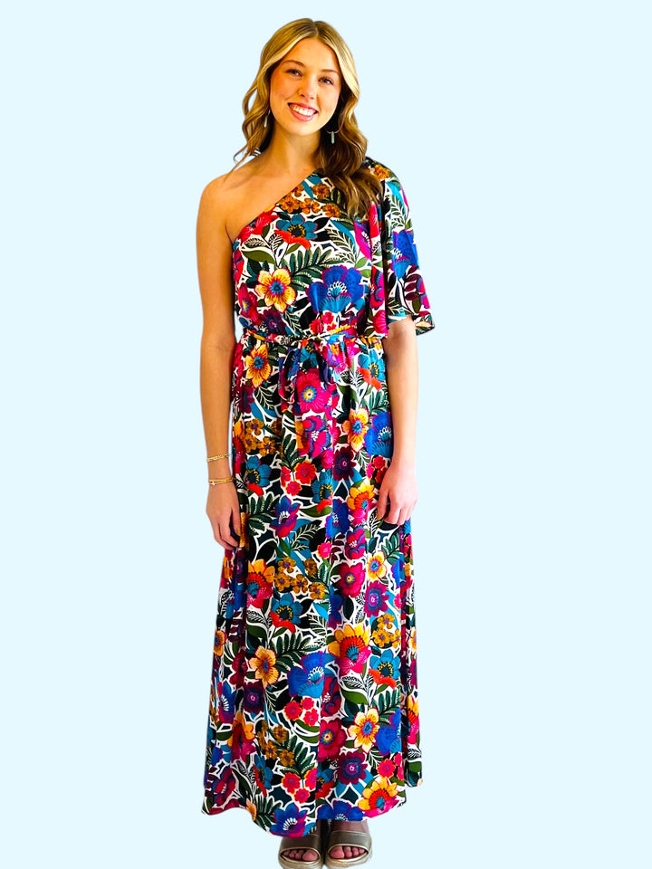 Floral One Shoulder Maxi Dress
