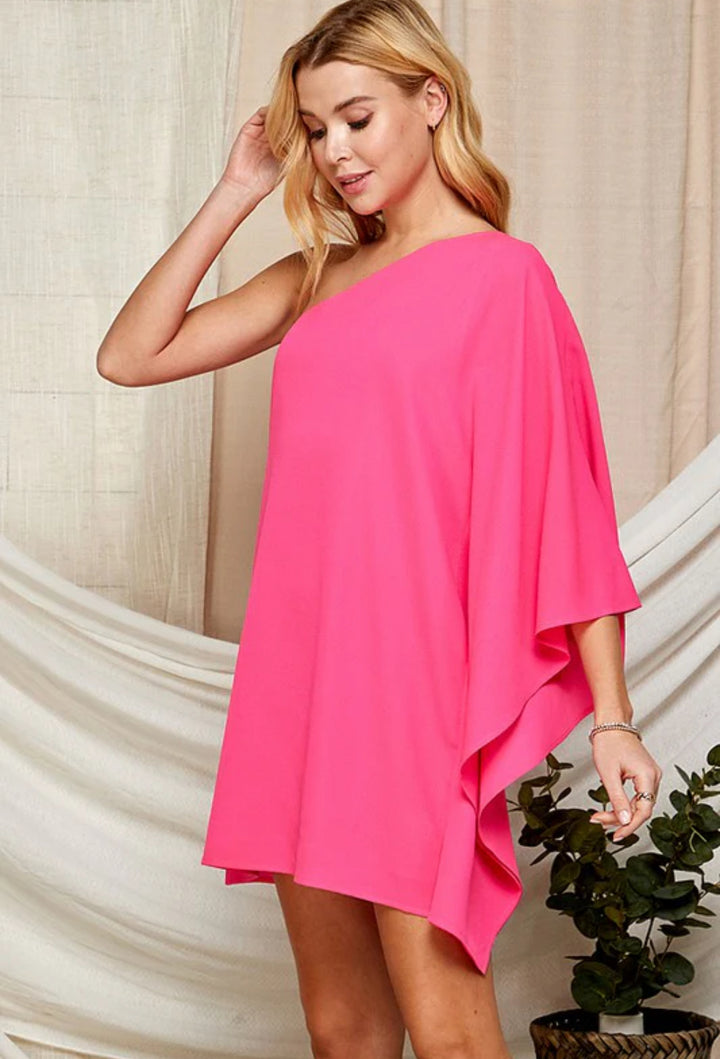 Hot Pink One Shoulder Dress