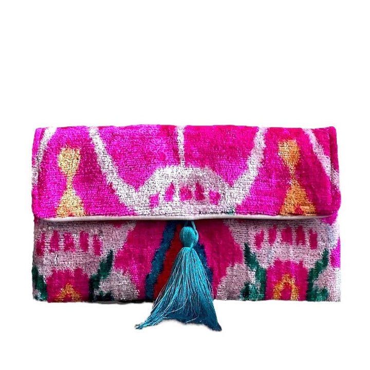 Polly Silk Velvet Ikat Clutch