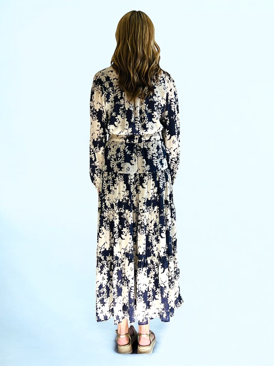 Deep Violet V-Neck Floral Maxi Dress