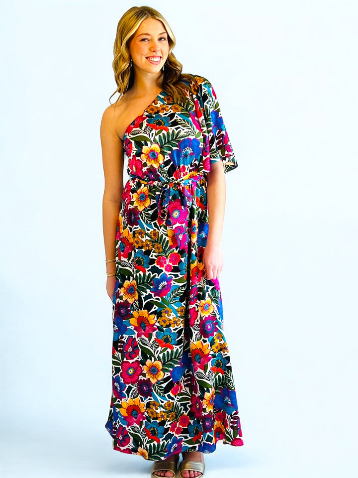 Floral One Shoulder Maxi Dress