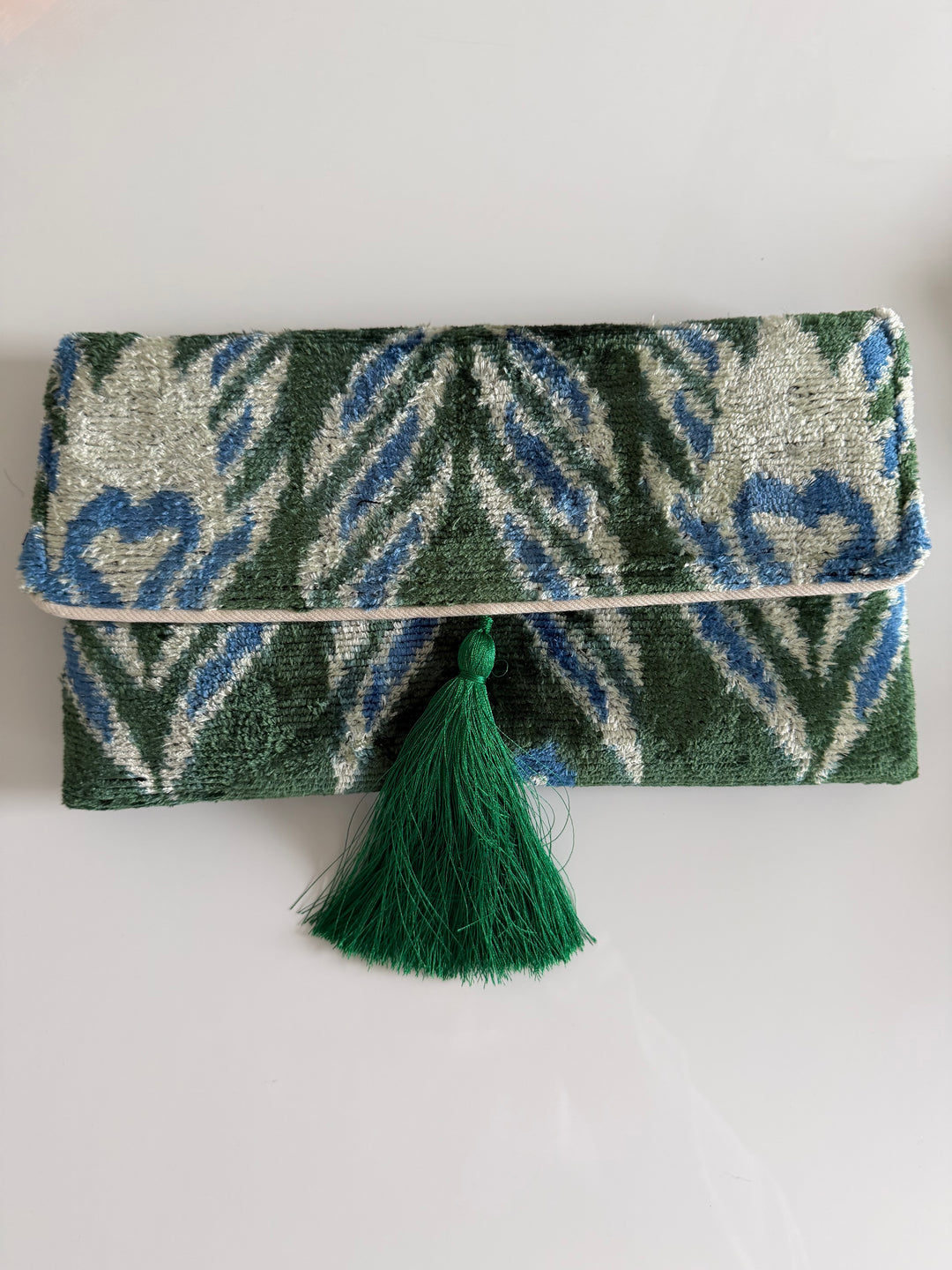 Gwenyth Handmade Silk Velvet Ikat Clutch