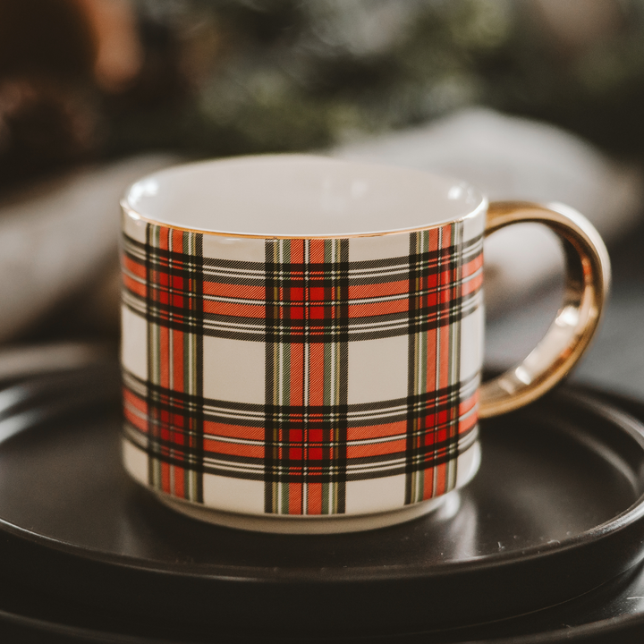 White Plaid Coffee Mug