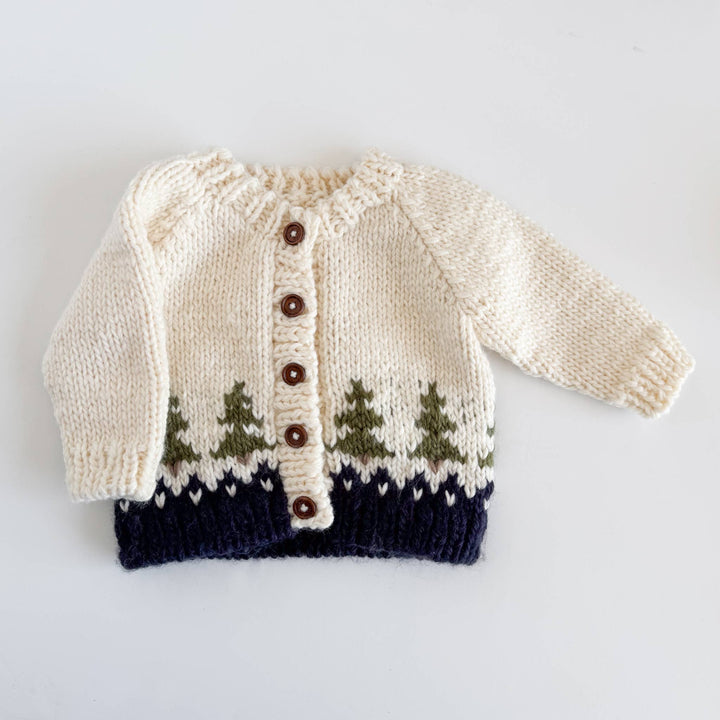 Hand Knit Tree Baby/Toddler Cardigan -M; 2-3Y