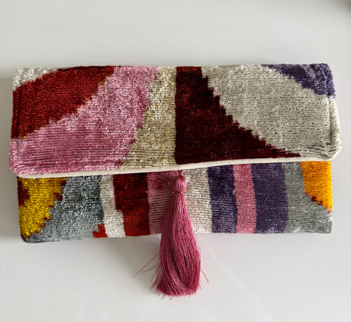 Saylor Handmade Silk Velvet Ikat Clutch