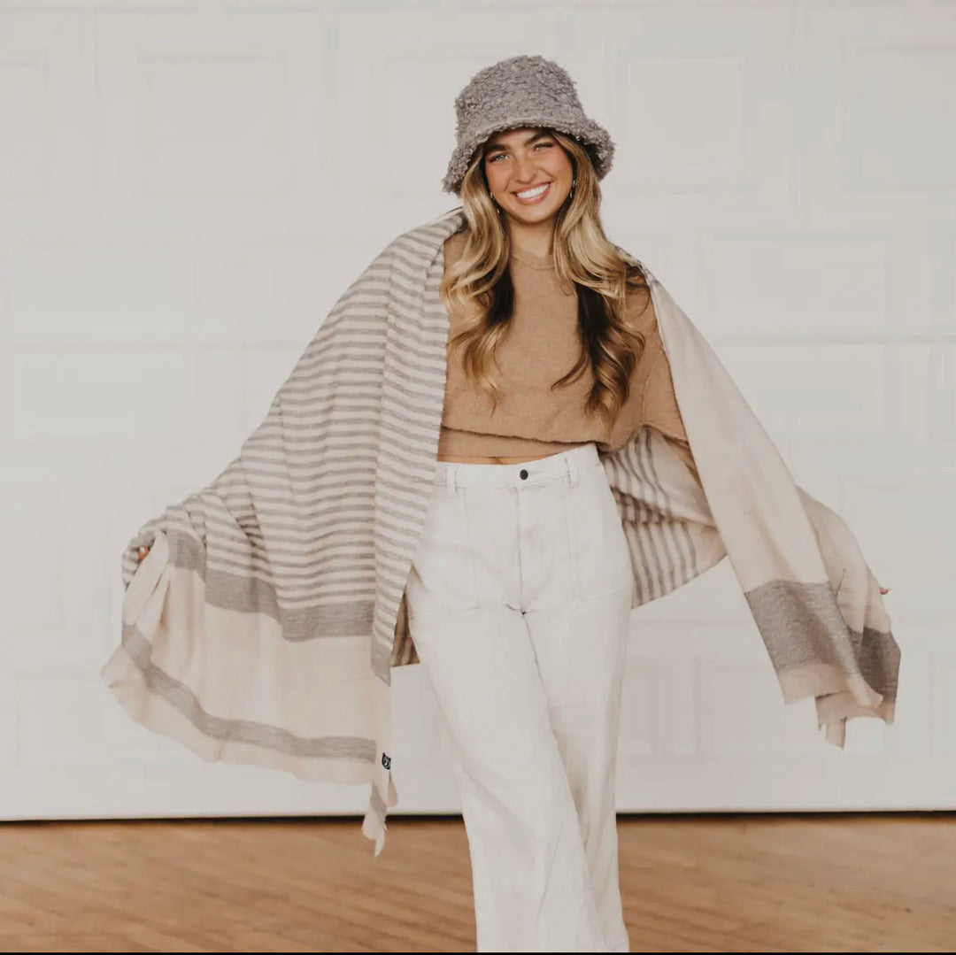 Long Weekend Striped Blanket Scarf
