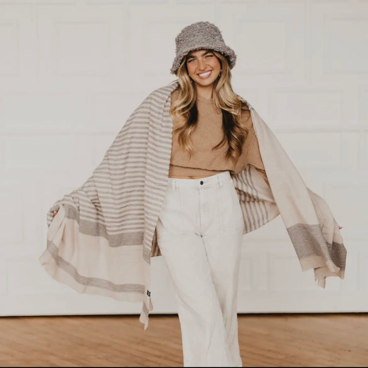 Long Weekend Striped Blanket Scarf