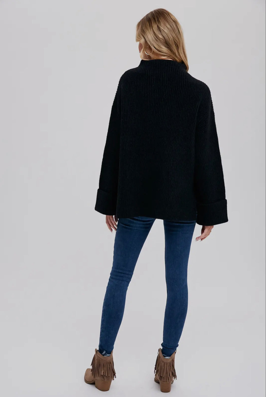 Black Funnel Neck Oversized Sweater