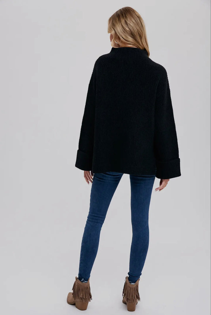 Black Funnel Neck Oversized Sweater