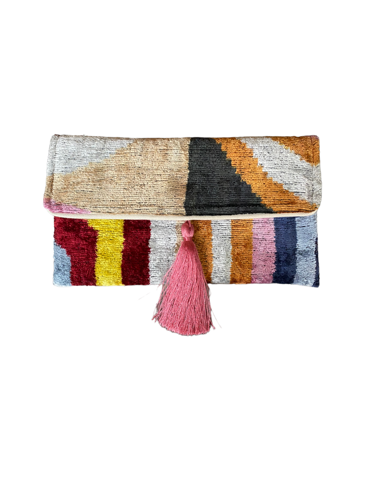Saylor Handmade Silk Velvet Ikat Clutch