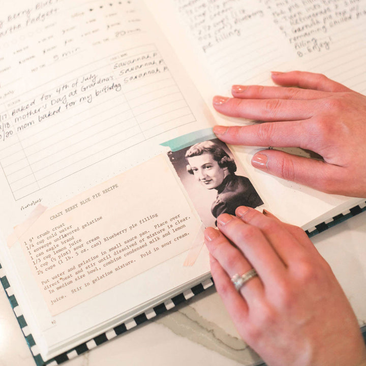 Navy Gingham Heirloom Recipe Book