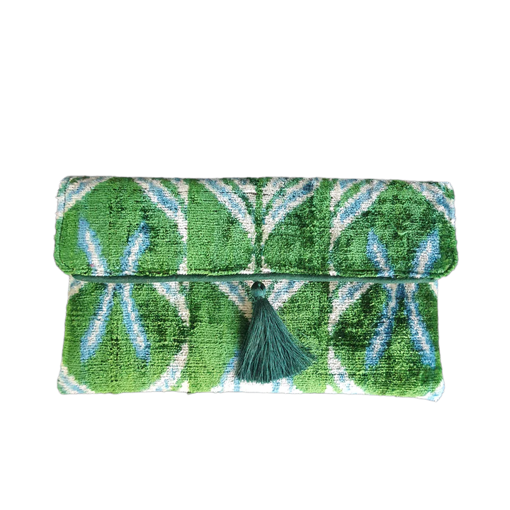 Gwenyth Handmade Silk Velvet Ikat Clutch