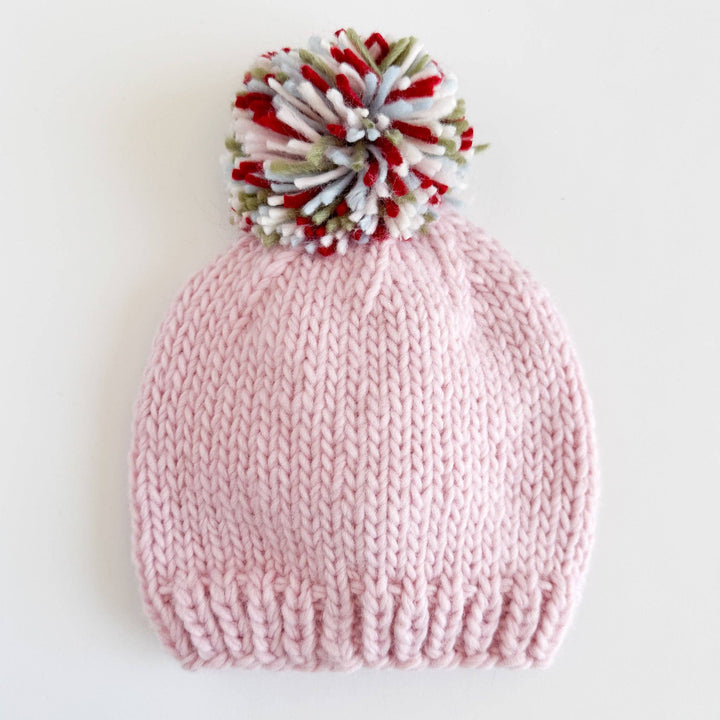 Hand Knit Pink “Merry” Baby/Toddler Hat-S; 6-24M