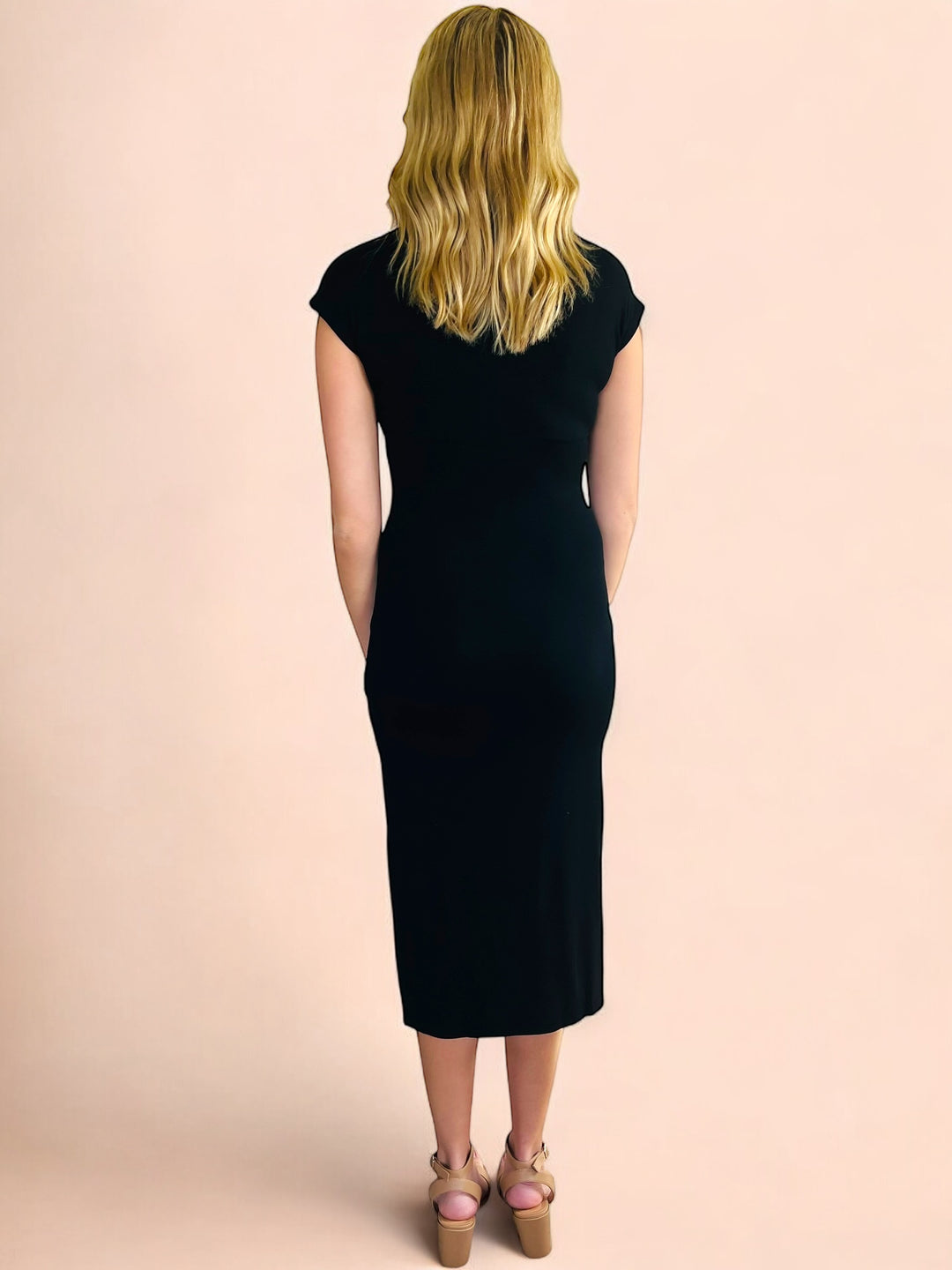 Black Side Slit Midi Dress