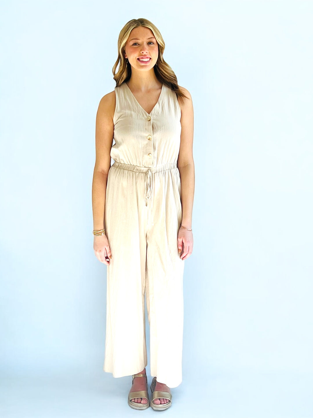 Oatmeal Button Down Jumpsuit