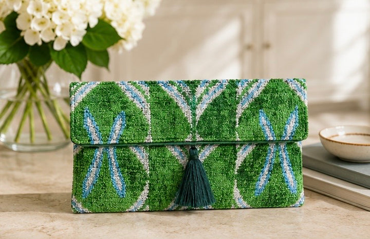 Gwenyth Handmade Silk Velvet Ikat Clutch
