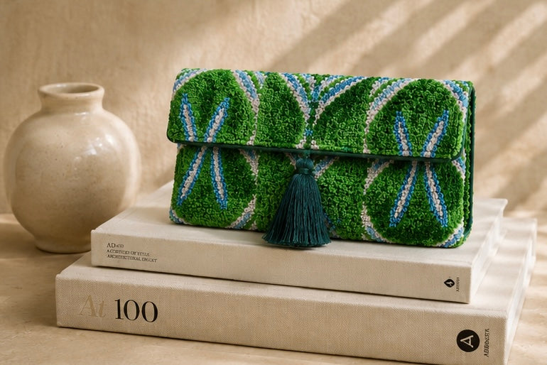 Gwenyth Handmade Silk Velvet Ikat Clutch