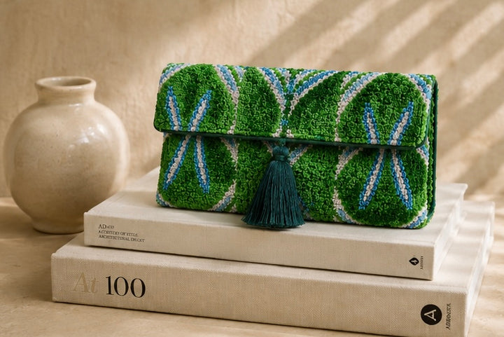 Gwenyth Handmade Silk Velvet Ikat Clutch