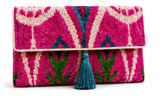 Polly Silk Velvet Ikat Clutch