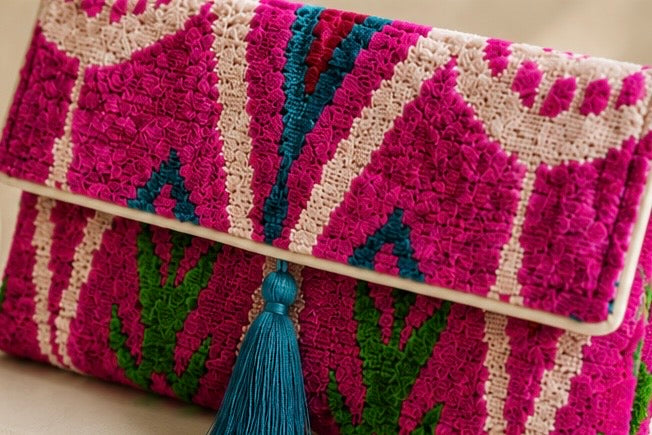 Polly Silk Velvet Ikat Clutch