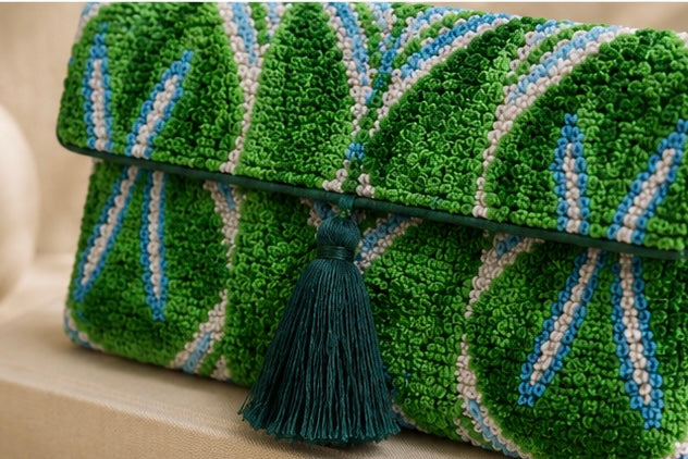 Gwenyth Handmade Silk Velvet Ikat Clutch