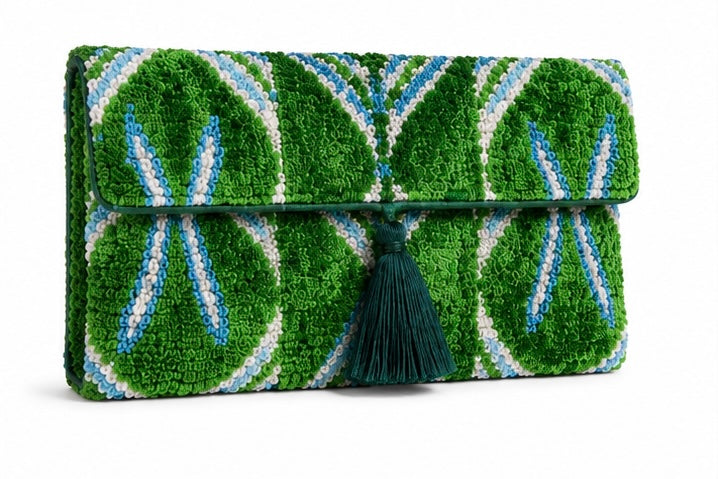Gwenyth Handmade Silk Velvet Ikat Clutch