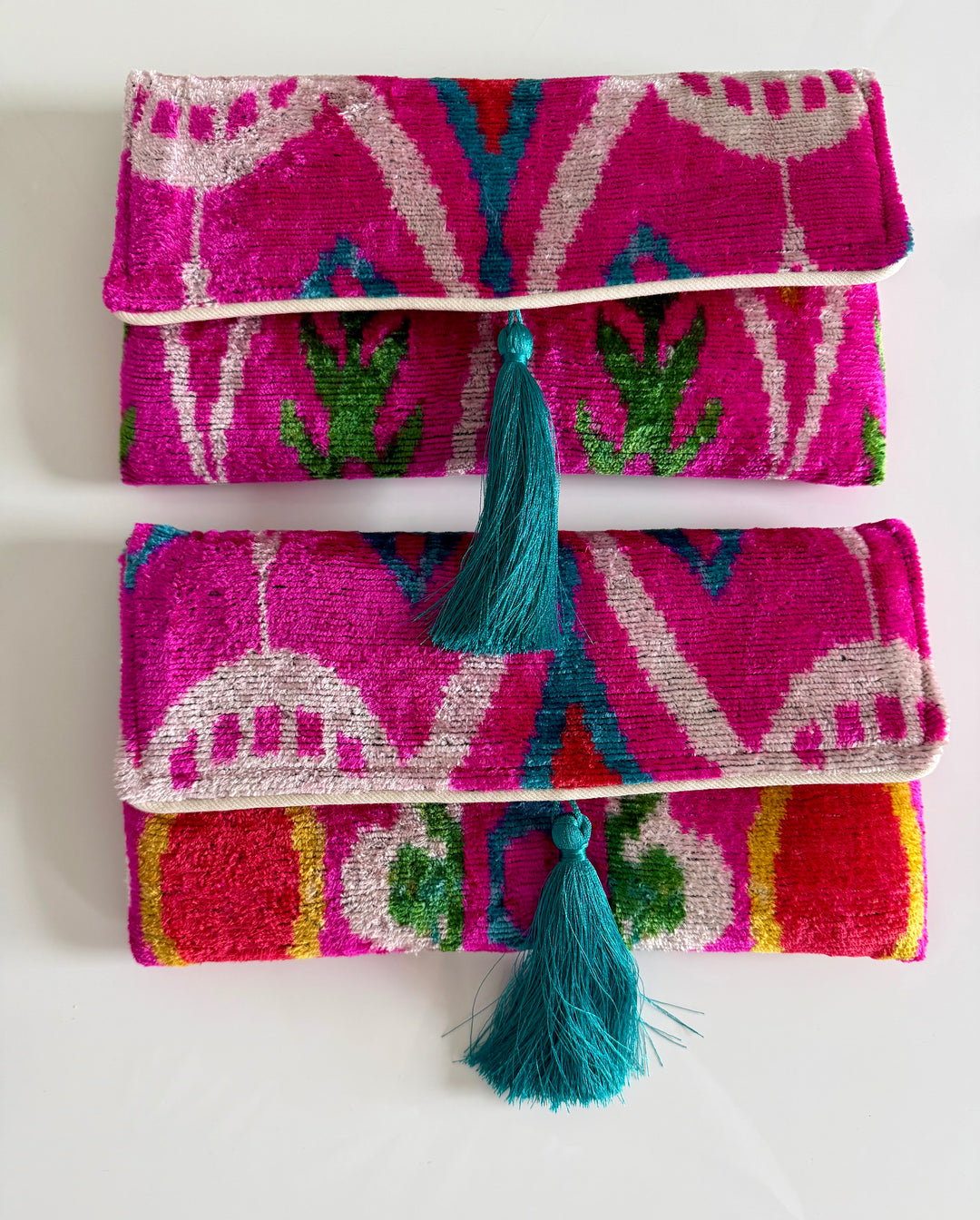 Polly Silk Velvet Ikat Clutch