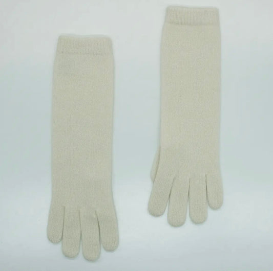 Handmade 13” White Cashmere Gloves