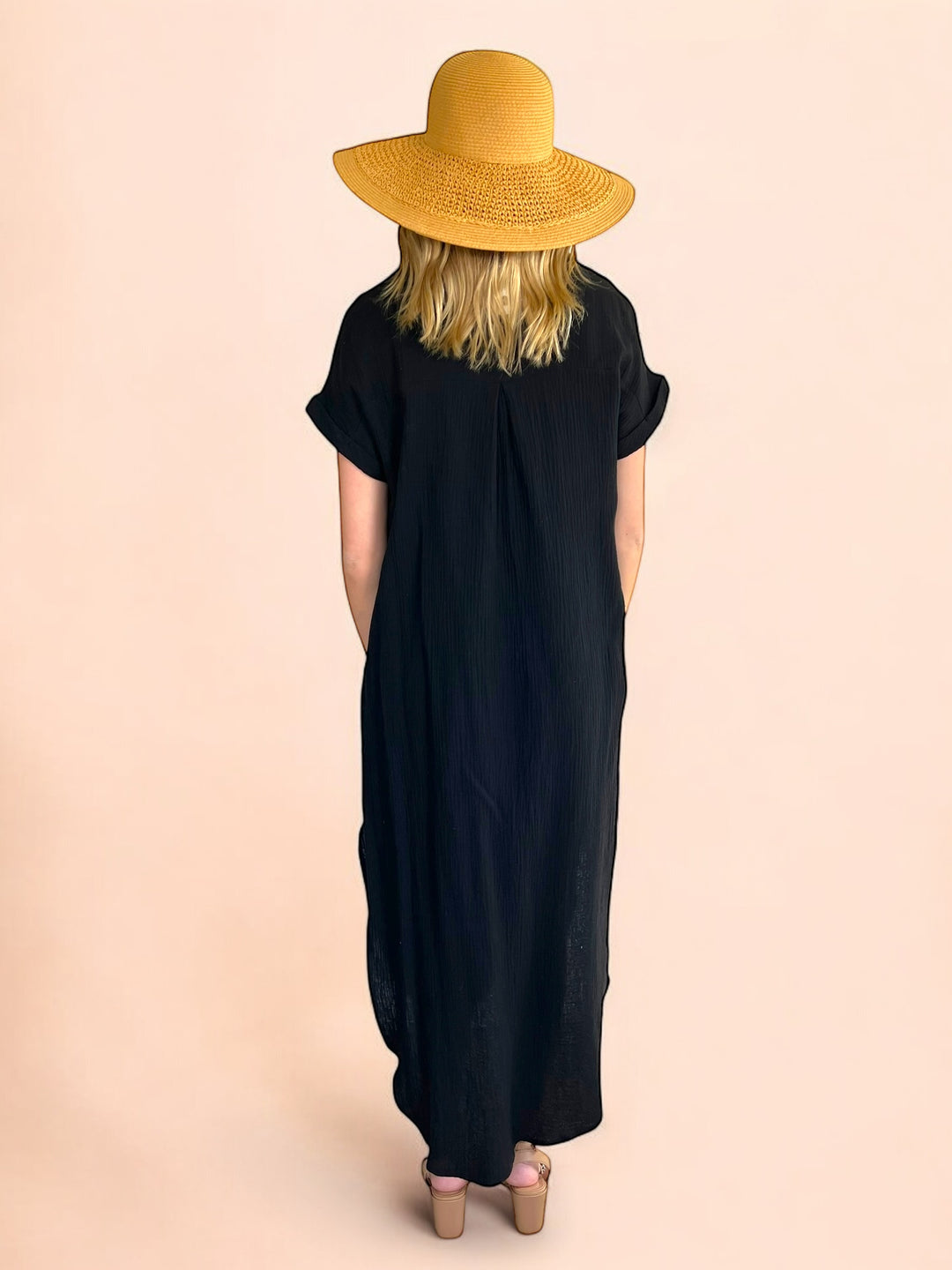 Black Button Up Maxi Shirt Dress