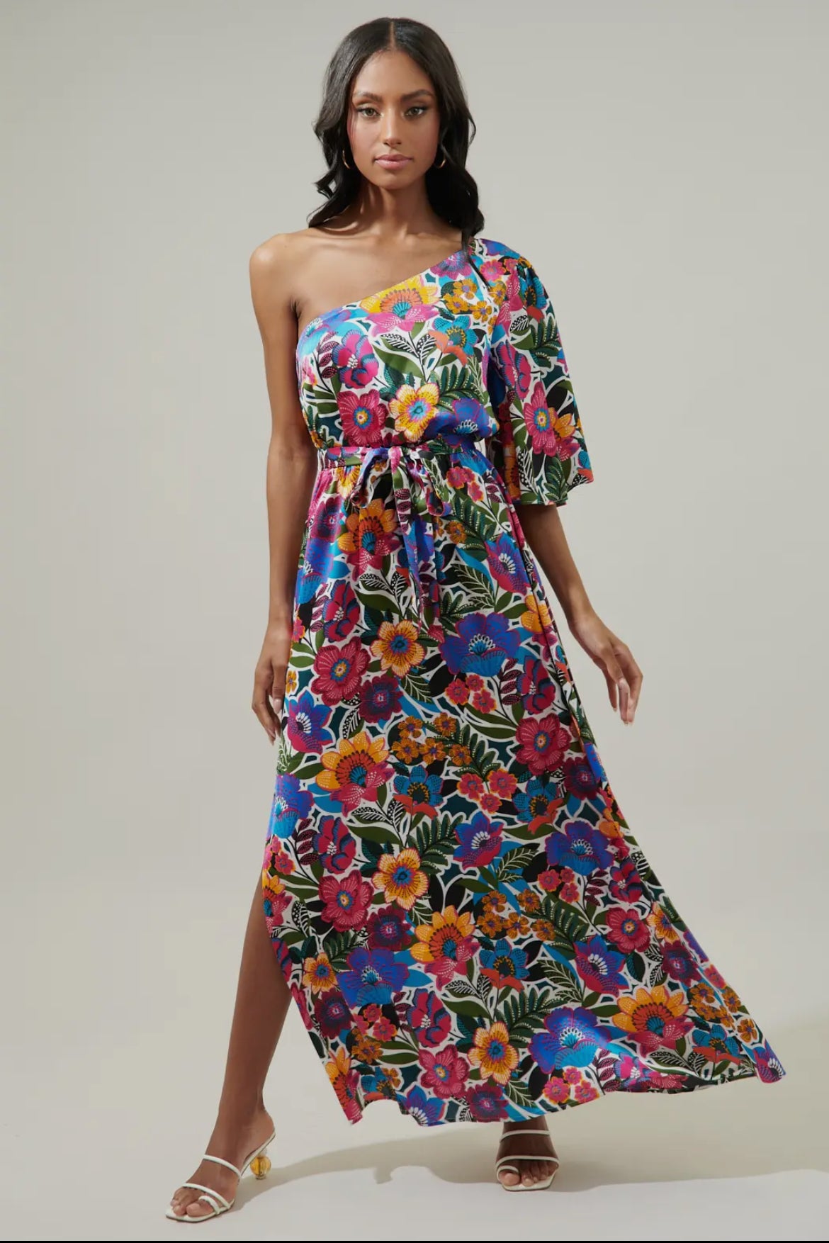 Floral One Shoulder Maxi Dress