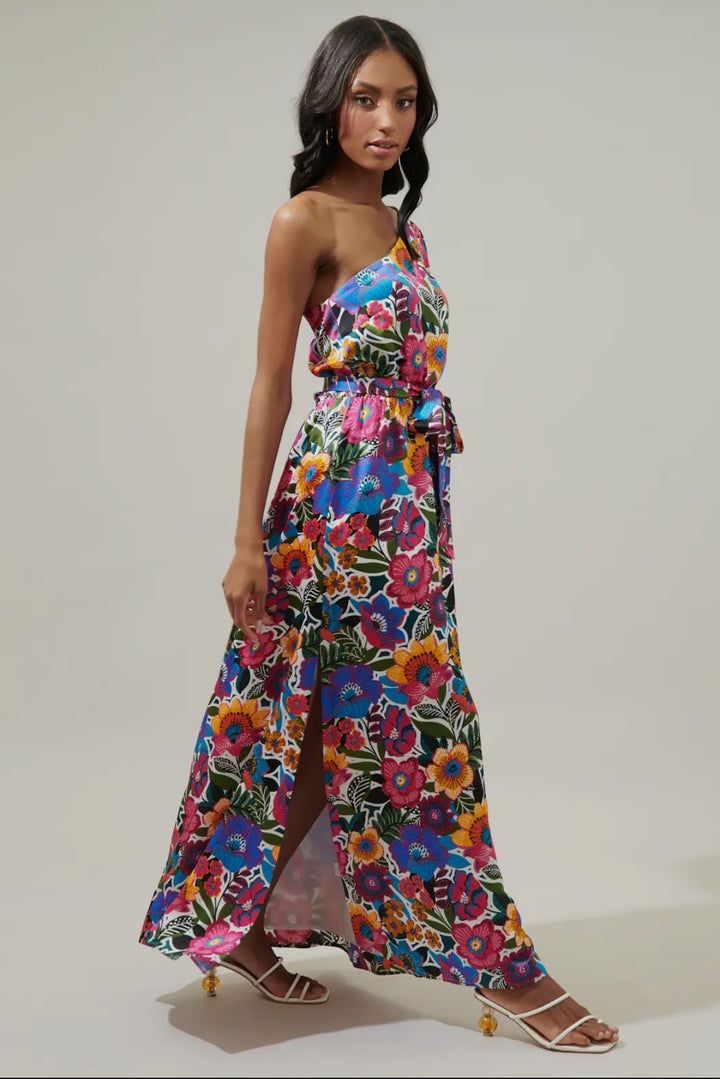 Floral One Shoulder Maxi Dress