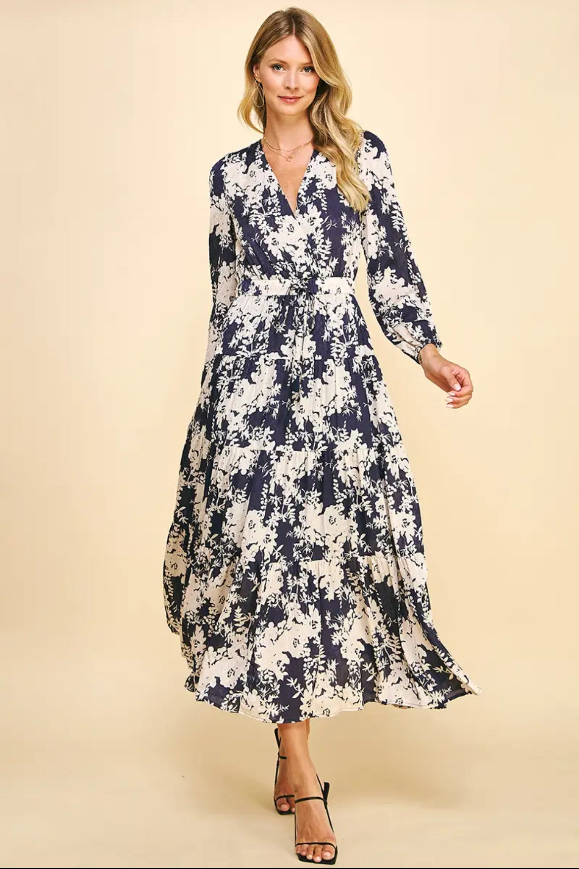 Deep Violet V-Neck Floral Maxi Dress