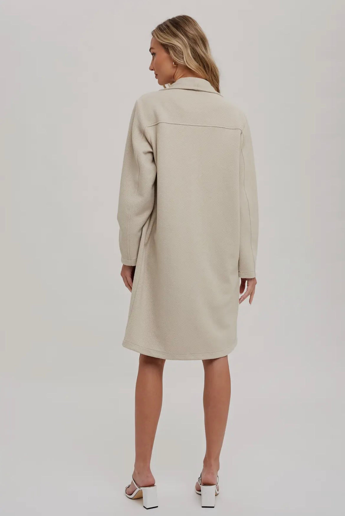 Oatmeal Draped Open Front Coat Jacket