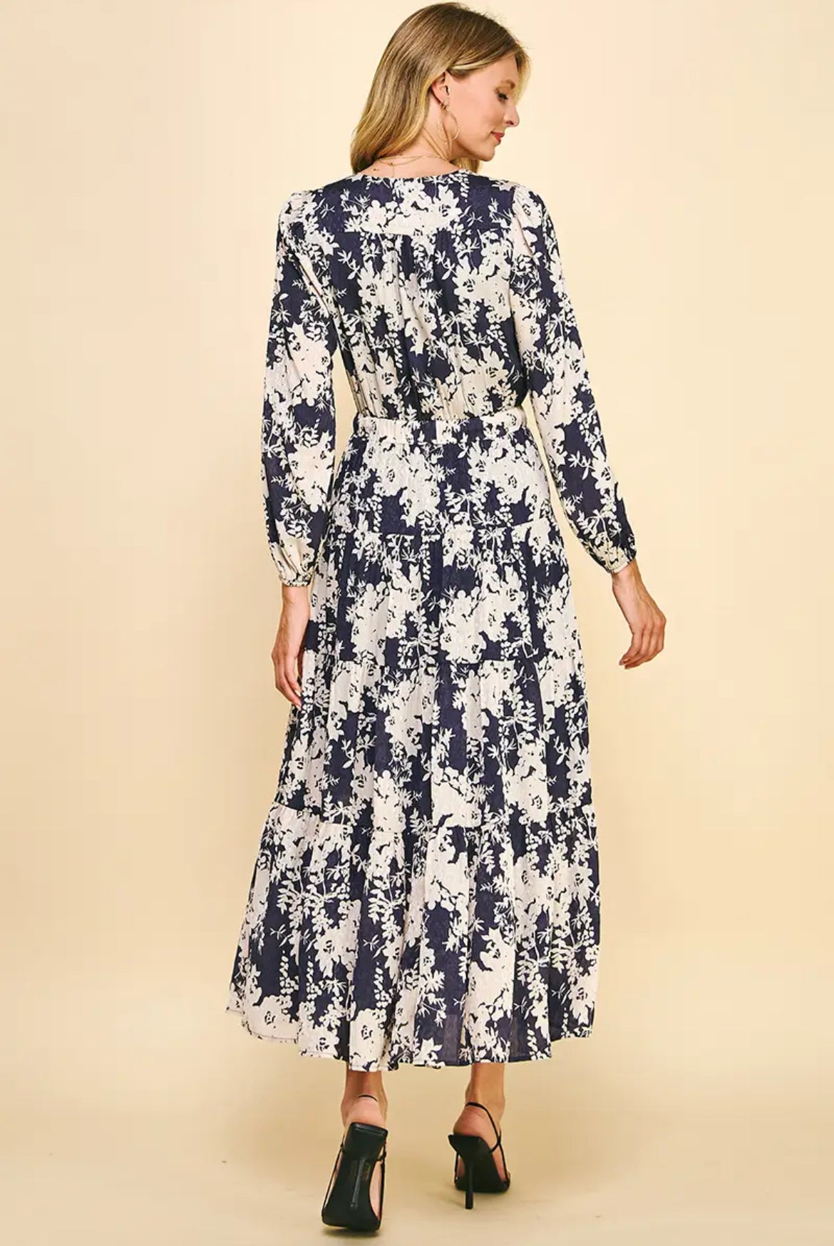 Deep Violet V-Neck Floral Maxi Dress