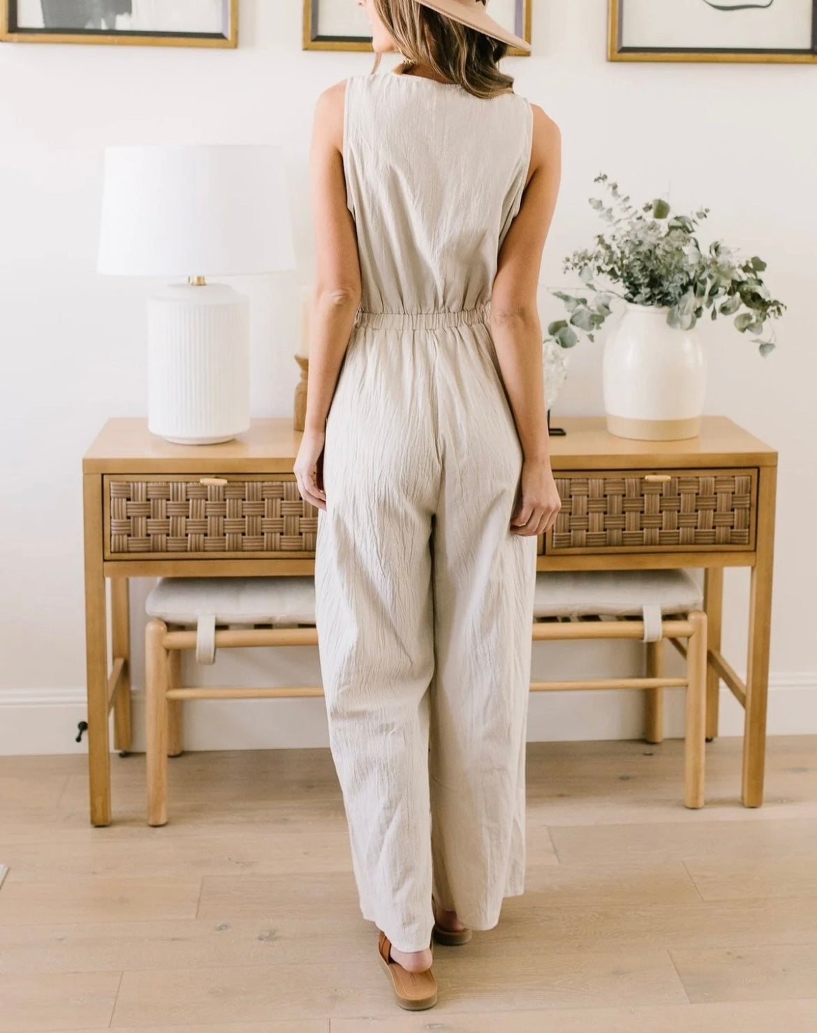 Oatmeal Button Down Jumpsuit