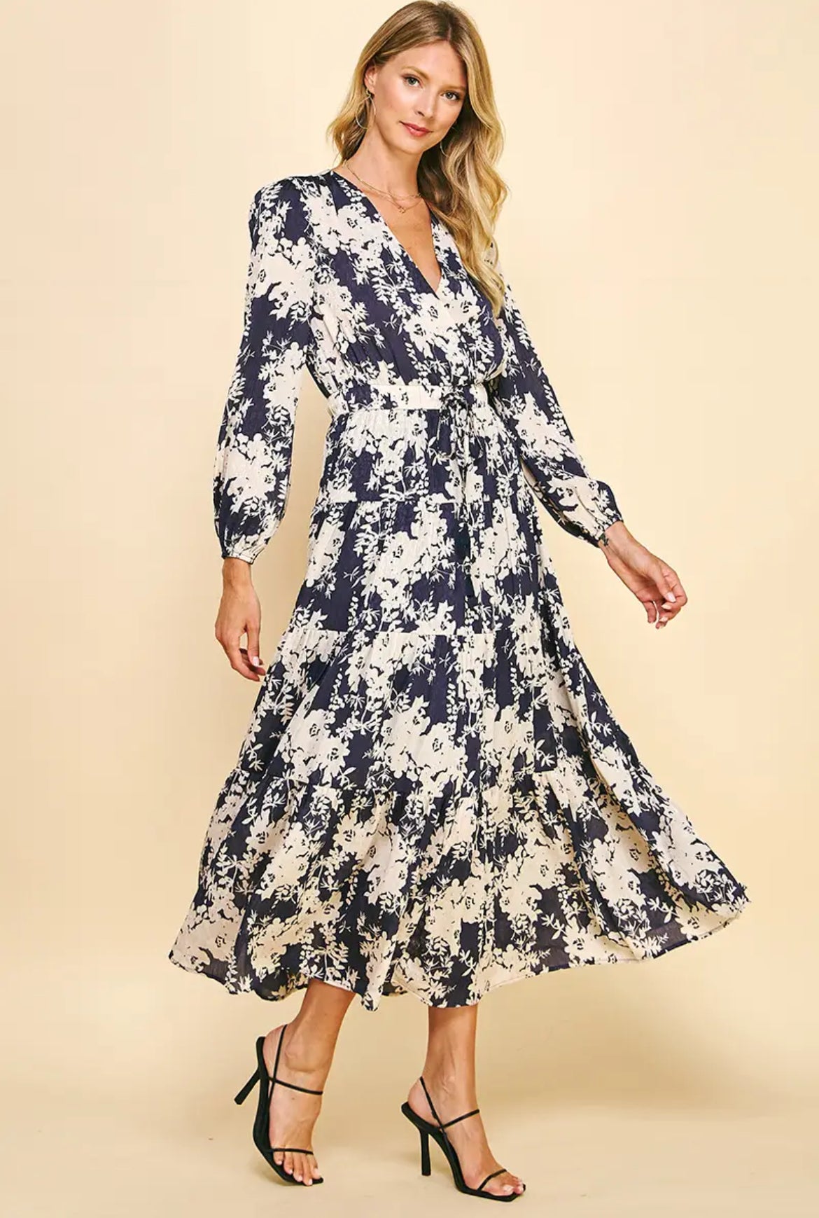 Deep Violet V-Neck Floral Maxi Dress