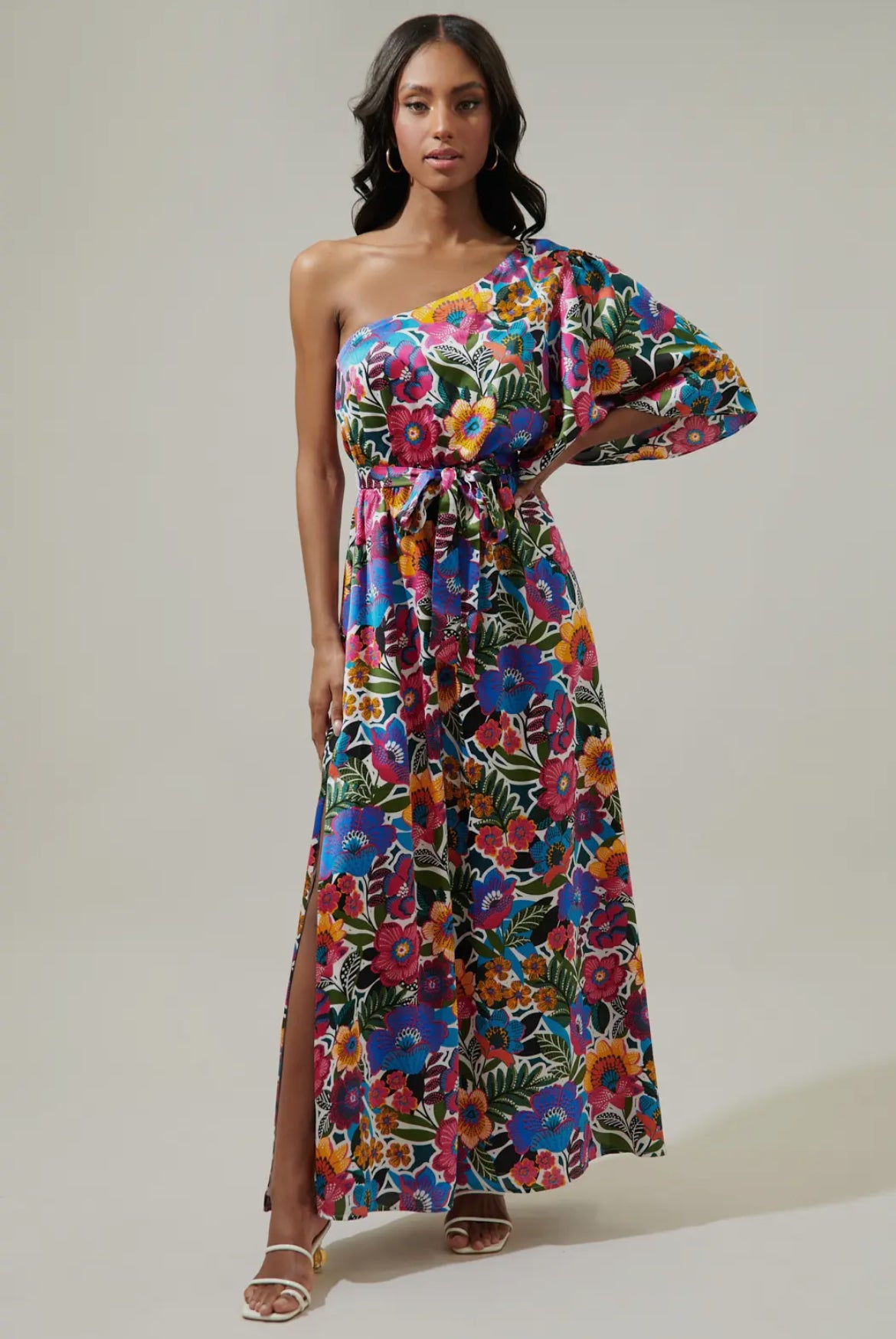 Floral One Shoulder Maxi Dress