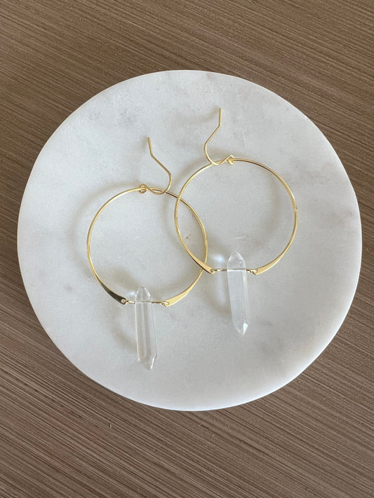 Clear Quartz Hoop Earrings