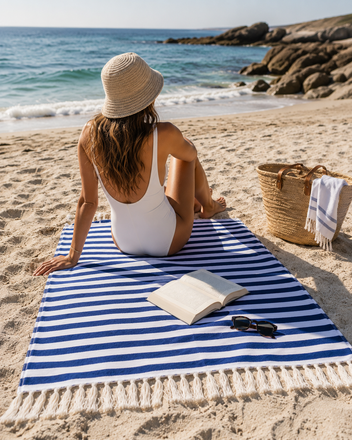 Navy/White Beach Candy Turkish Towel