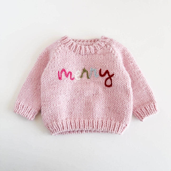 Hand Knit Pink “Merry” Baby/Toddler Sweater