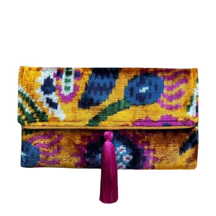 Nelly Handmade Silk Velvet Ikat Clutch