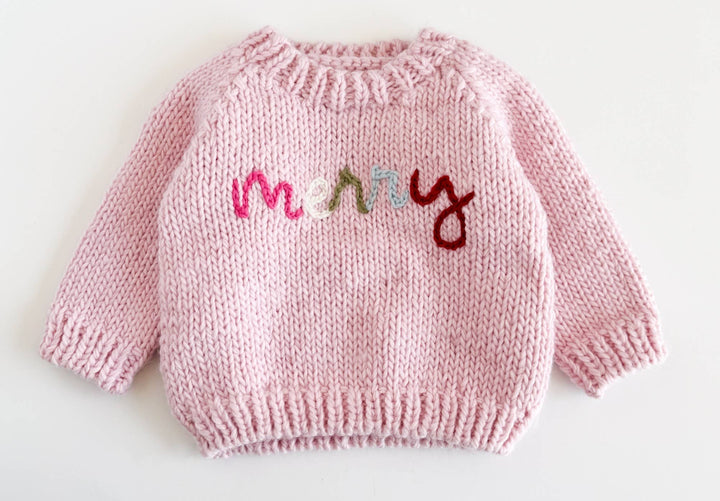 Hand Knit Pink “Merry” Baby/Toddler Sweater