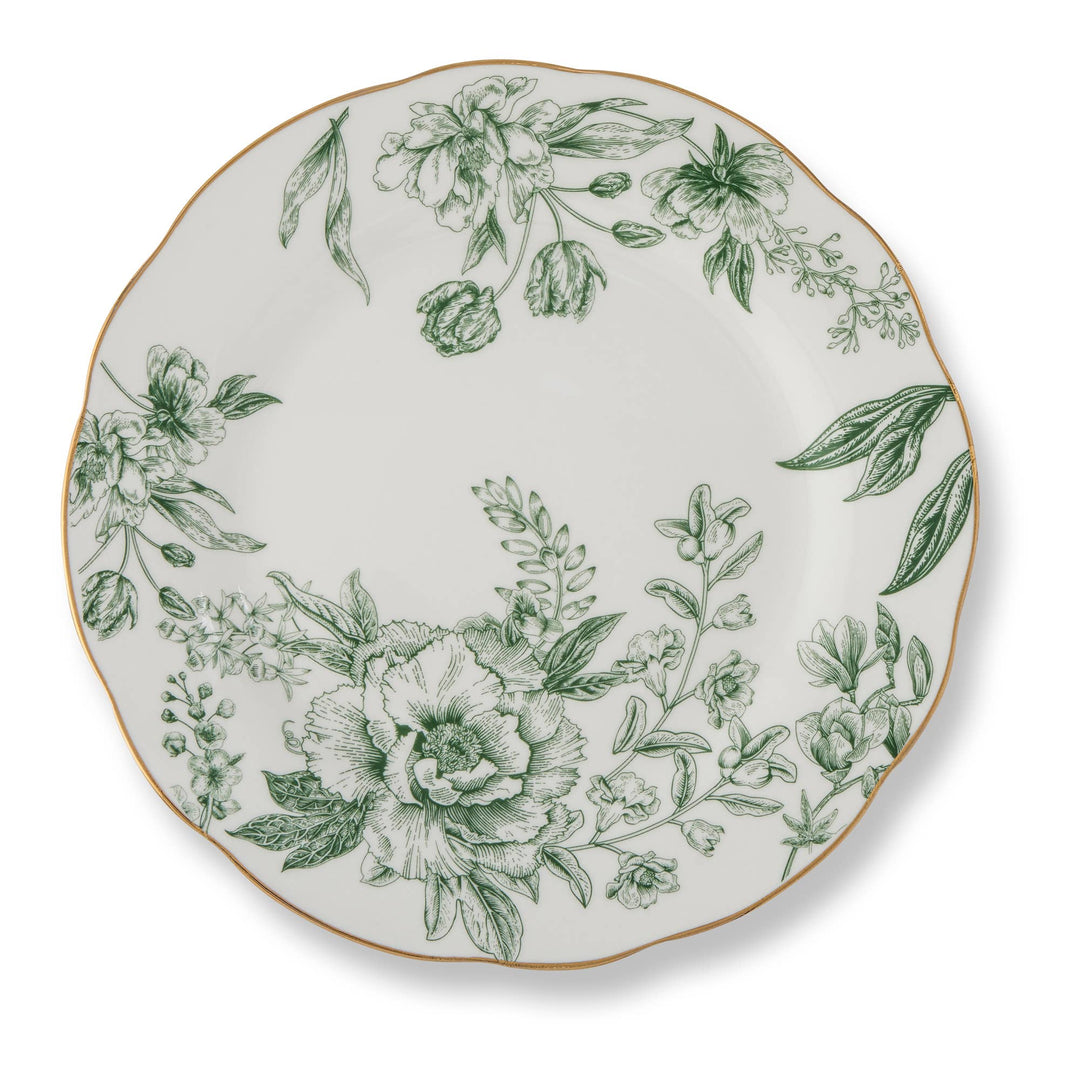 8" Scalloped Gold Rim Salad Plate - Elm City Toile