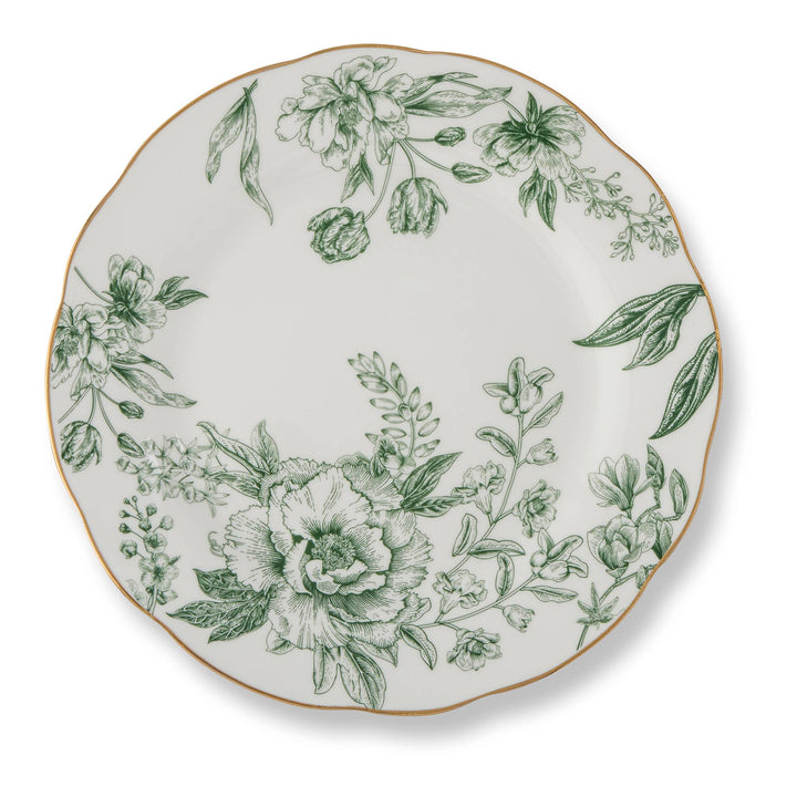 8" Scalloped Gold Rim Salad Plate - Elm City Toile