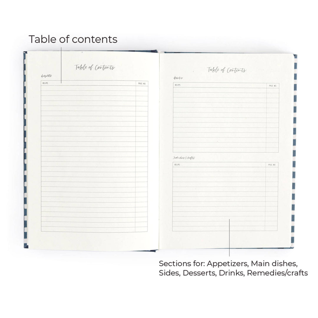 Navy Gingham Heirloom Recipe Book